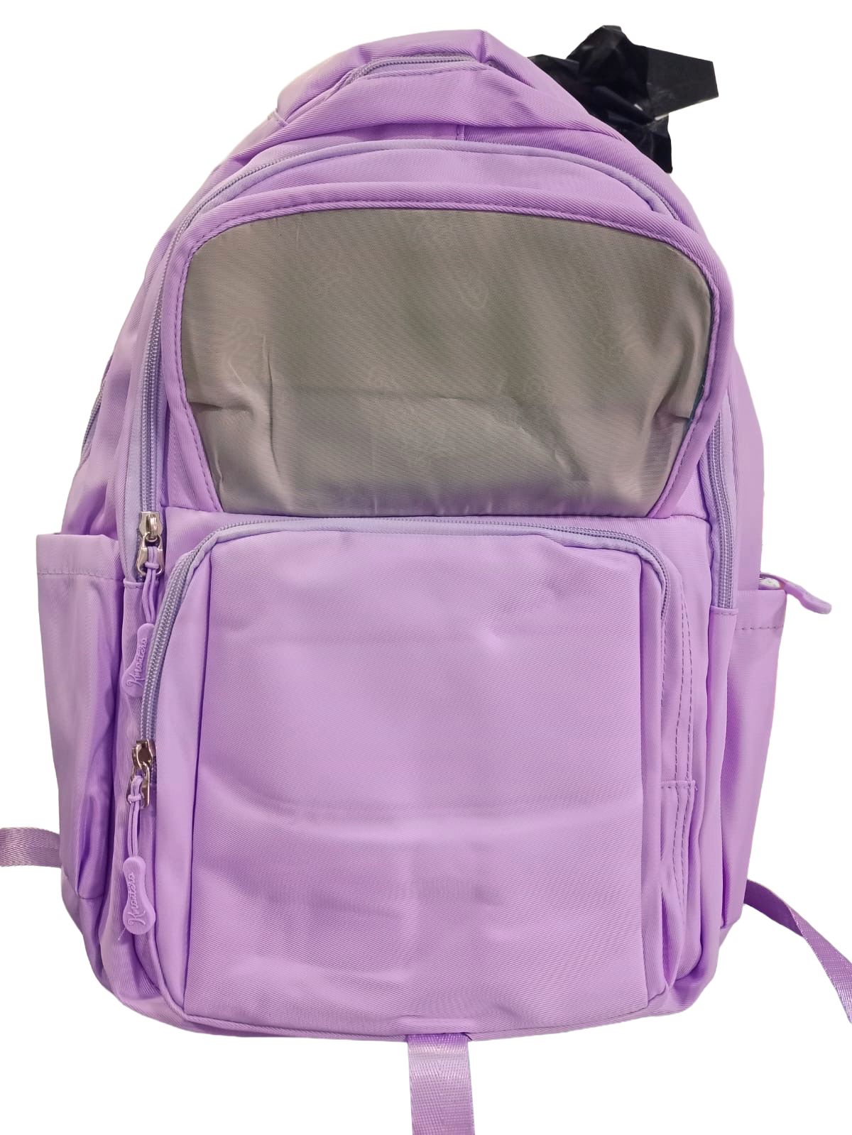 Mochila Juvenil Lila con Accesorios Decorativos