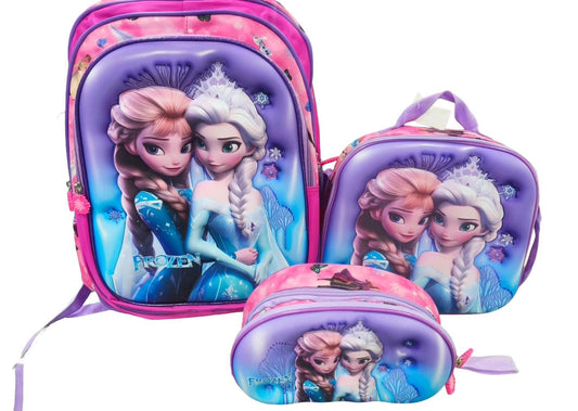 Set escolar infantil Frozen con mochila, lonchera y cartuchera