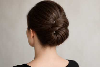 Peinado sujetado con pinzas invisibles para cabello